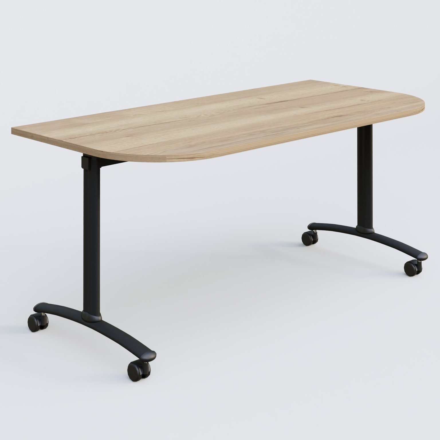 Module d'extrémité pour table abattante gamme Arca 165-80 cm. Plateau Chêne naturel et pietement Noir.