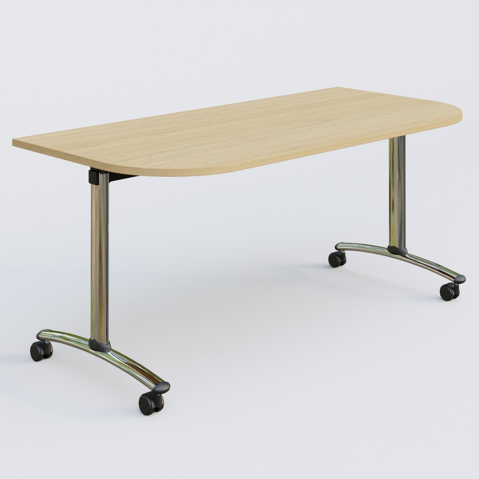 Module d'extrémité pour table abattante gamme Arca 165-80 cm. Plateau Chêne clair et pietement Chrome.