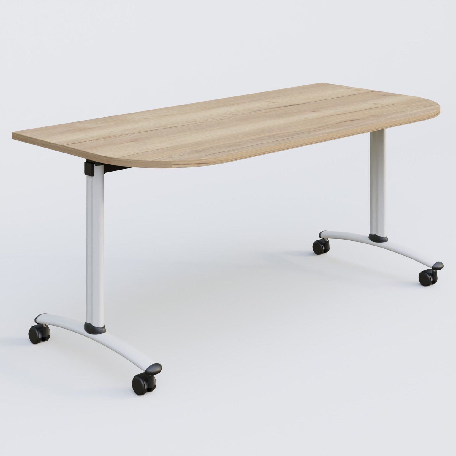 Module d'extrémité pour table abattante gamme Arca 165-80 cm. Plateau Chêne naturel et pietement Blanc.