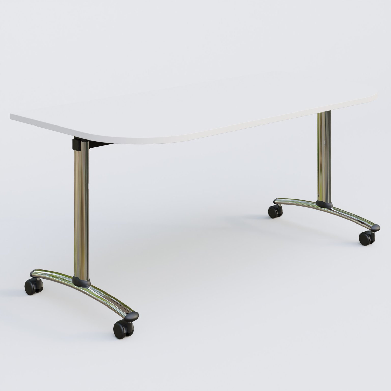 Module d'extrémité pour table abattante gamme Arca 165-80 cm. Plateau Blanc et pietement Chrome.