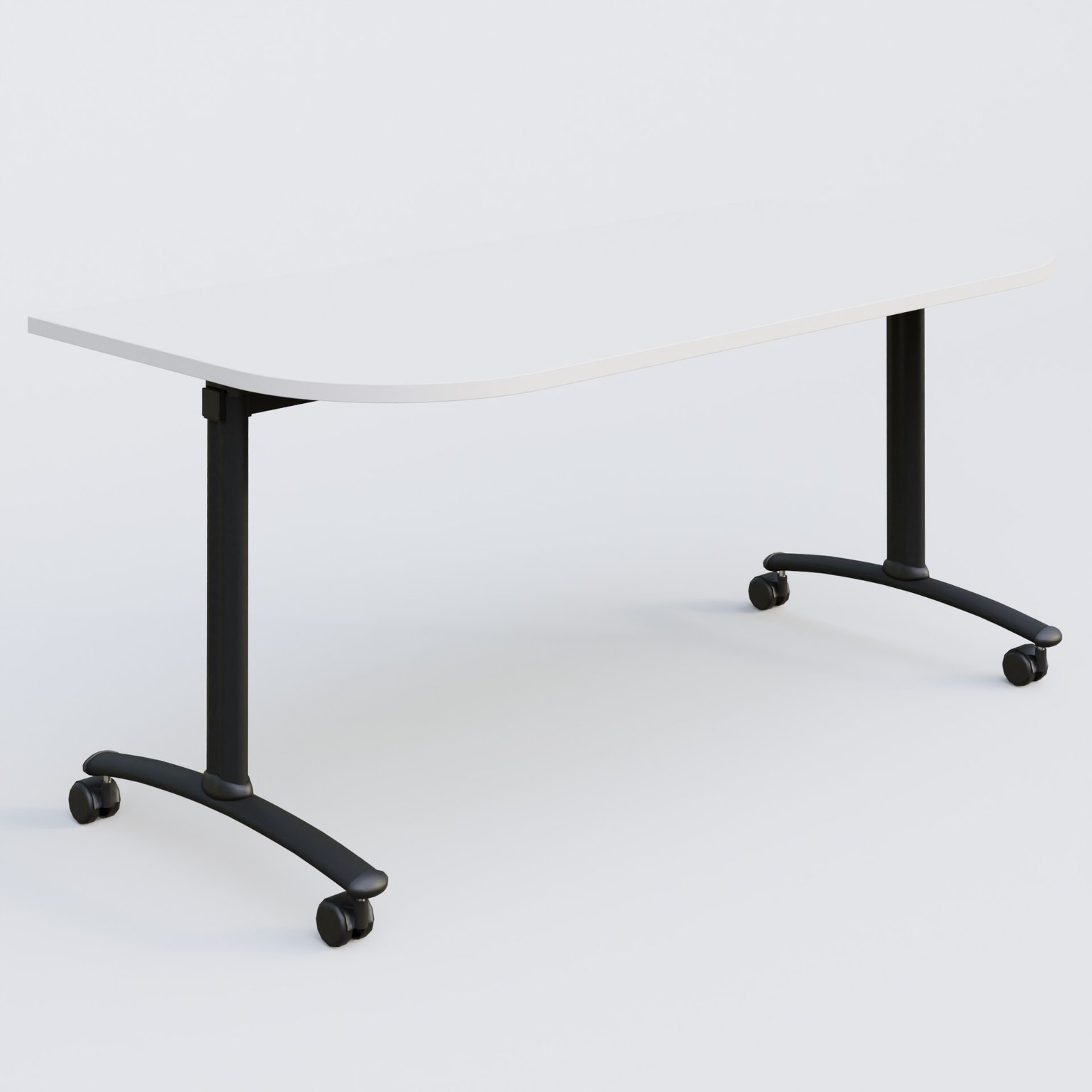 Module d'extrémité pour table abattante gamme Arca 165-80 cm. Plateau Blanc et pietement Noir.