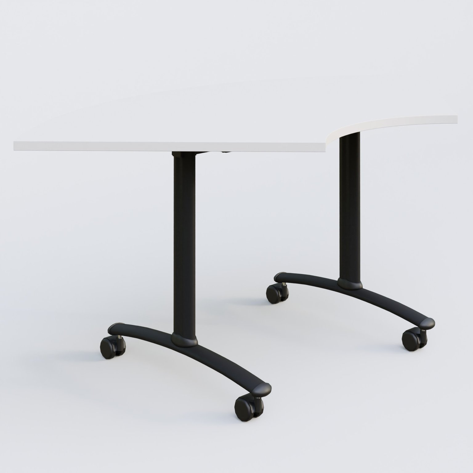 Module 1/4 de couronne pour table abattante gamme Arca 120-120 cm. Plateau Blanc et pietement Noir.