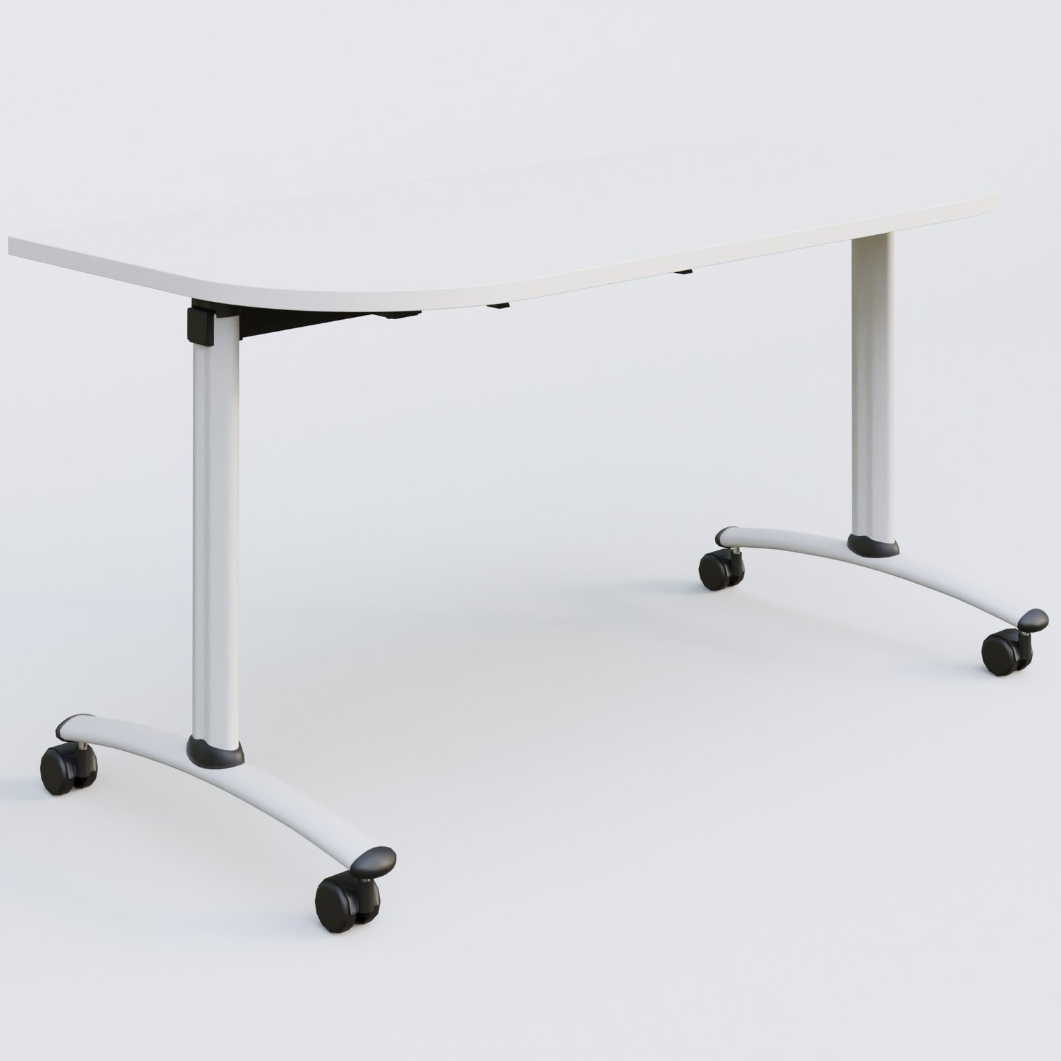 Module d'extrémité pour table abattante gamme Arca 145-70 cm. Plateau Blanc et pietement Blanc.