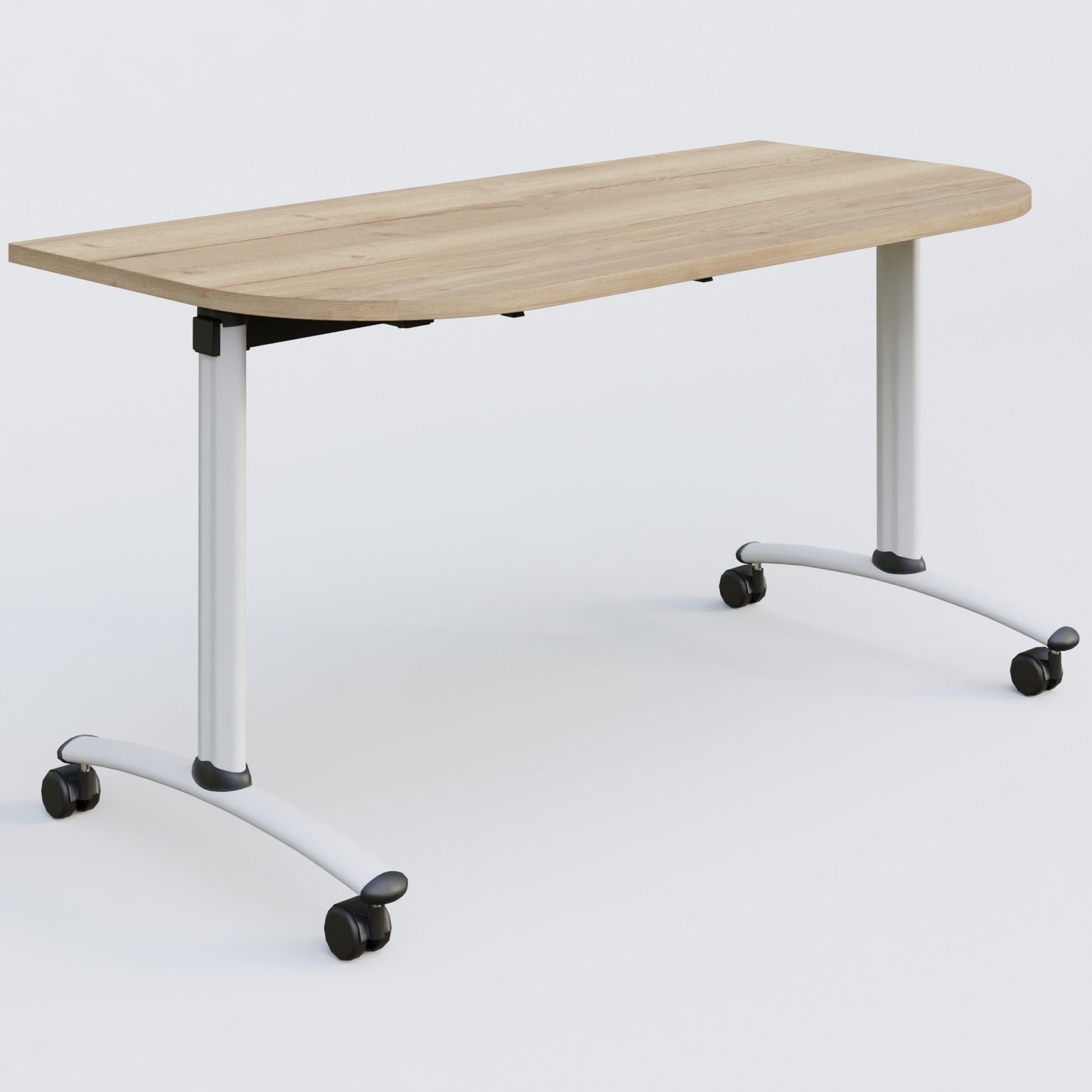 Module d'extrémité pour table abattante gamme Arca 145-70 cm. Plateau Chêne naturel et pietement Blanc.