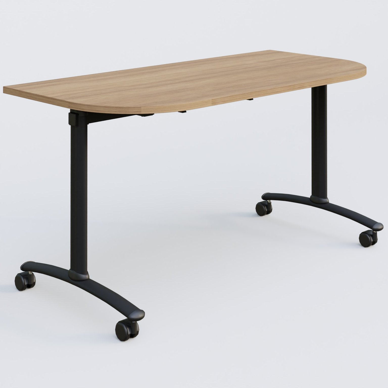 Module d'extrémité pour table abattante gamme Arca 145-70 cm. Plateau Noyer et pietement Noir.