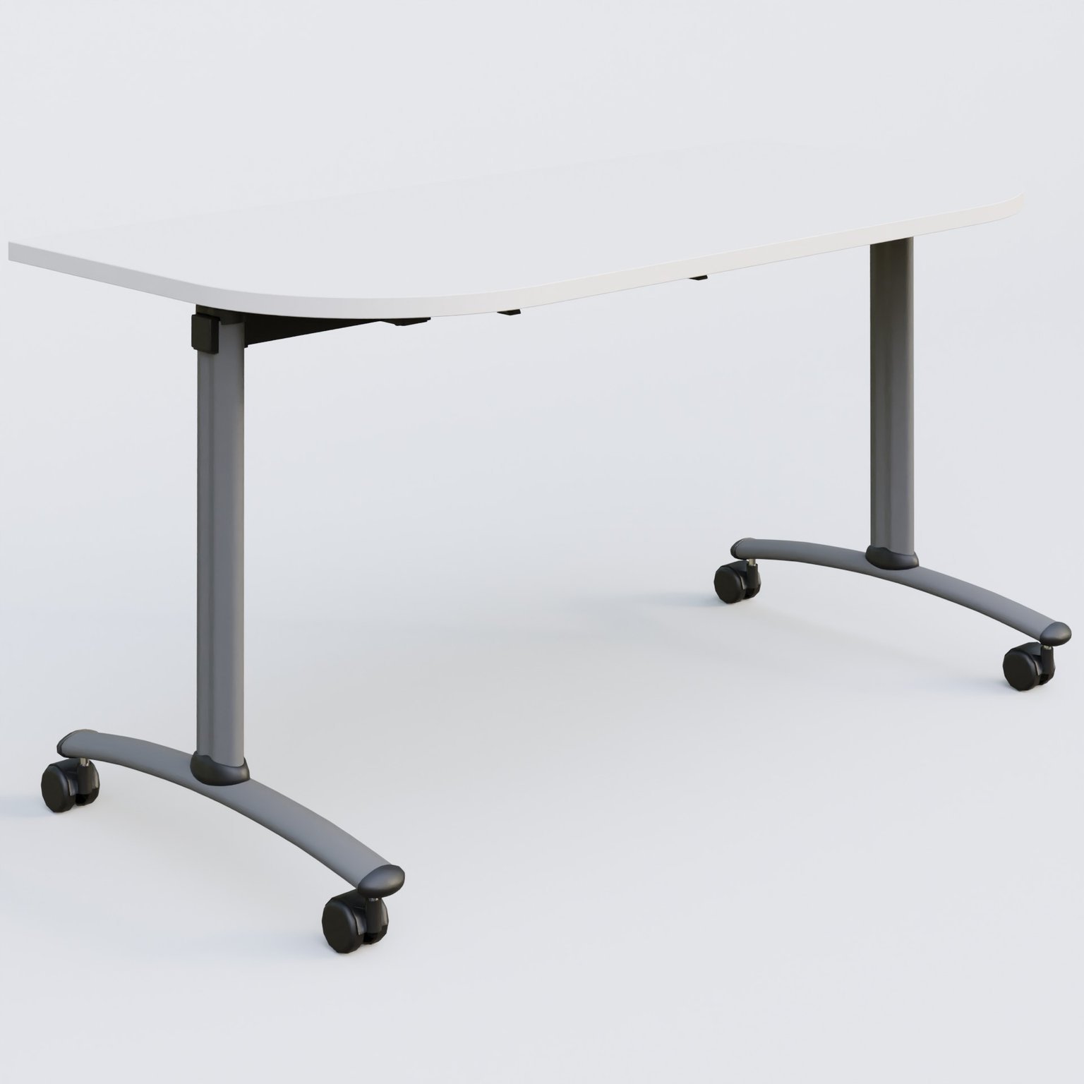 Module d'extrémité pour table abattante gamme Arca 145-70 cm. Plateau Blanc et pietement Aluminium.