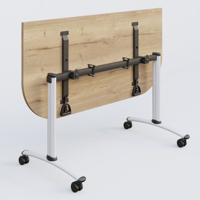 [Pas de famille] - [Pas de sous famille] - Module d'extrémité pour table abattante gamme Arca 145-70 cm. Plateau Chêne naturel et pietement Blanc.