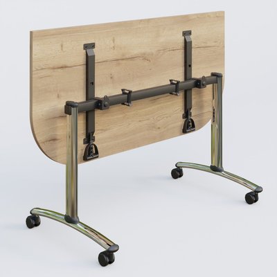 [Pas de famille] - [Pas de sous famille] - Module d'extrémité pour table abattante gamme Arca 145-70 cm. Plateau Chêne naturel et pietement Chrome.