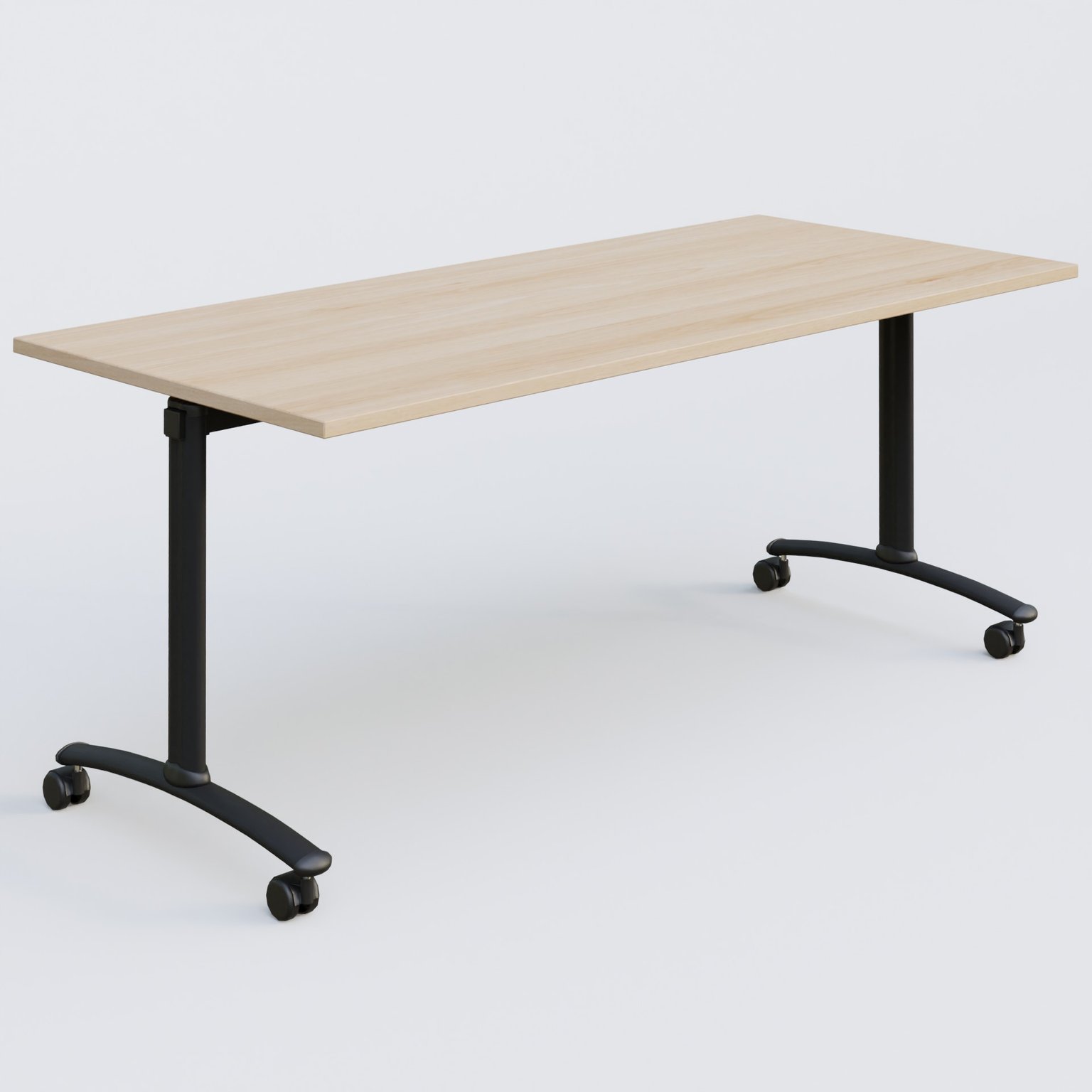 Table abattante gamme Arca 180-80 cm. Plateau Hêtre et pietement Noir.