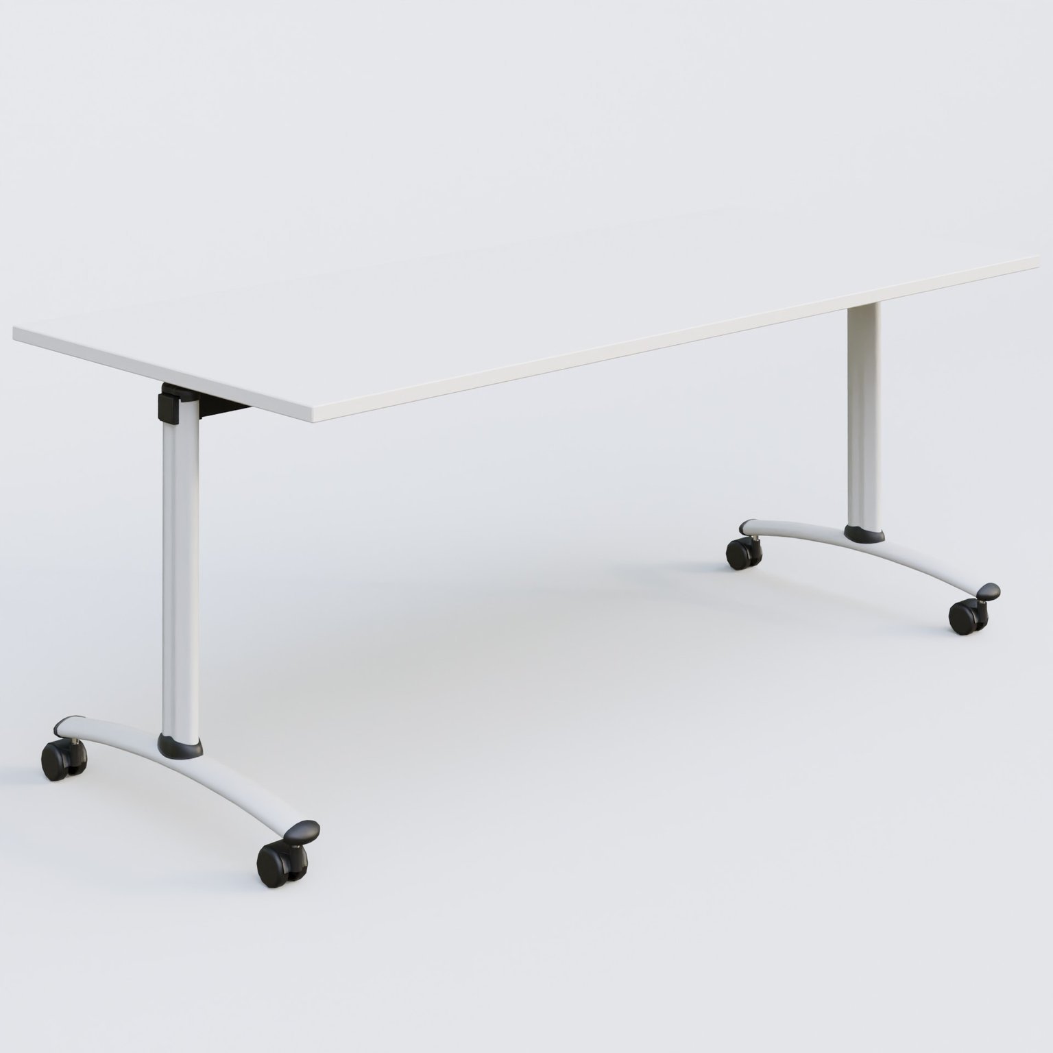 Table abattante gamme Arca 180-80 cm. Plateau Blanc et pietement Blanc.