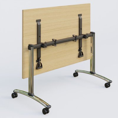 [Pas de famille] - [Pas de sous famille] - Table abattante gamme Arca 160-80 cm. Plateau Chêne clair et pietement Chrome.
