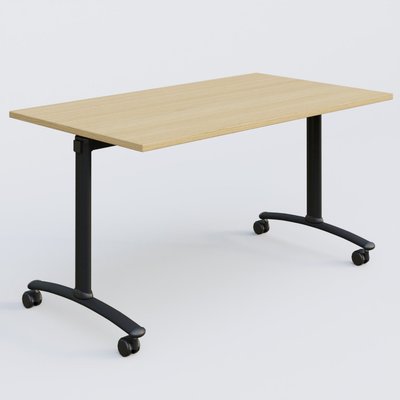 [Pas de famille] - [Pas de sous famille] - Table abattante gamme Arca 140-80 cm. Plateau Chêne clair et pietement Noir.