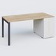 K3 Plateau droit 160x80 avec tour de rangement sous le plateau à droite. Plateau Chêne naturel et pietement Anthracite