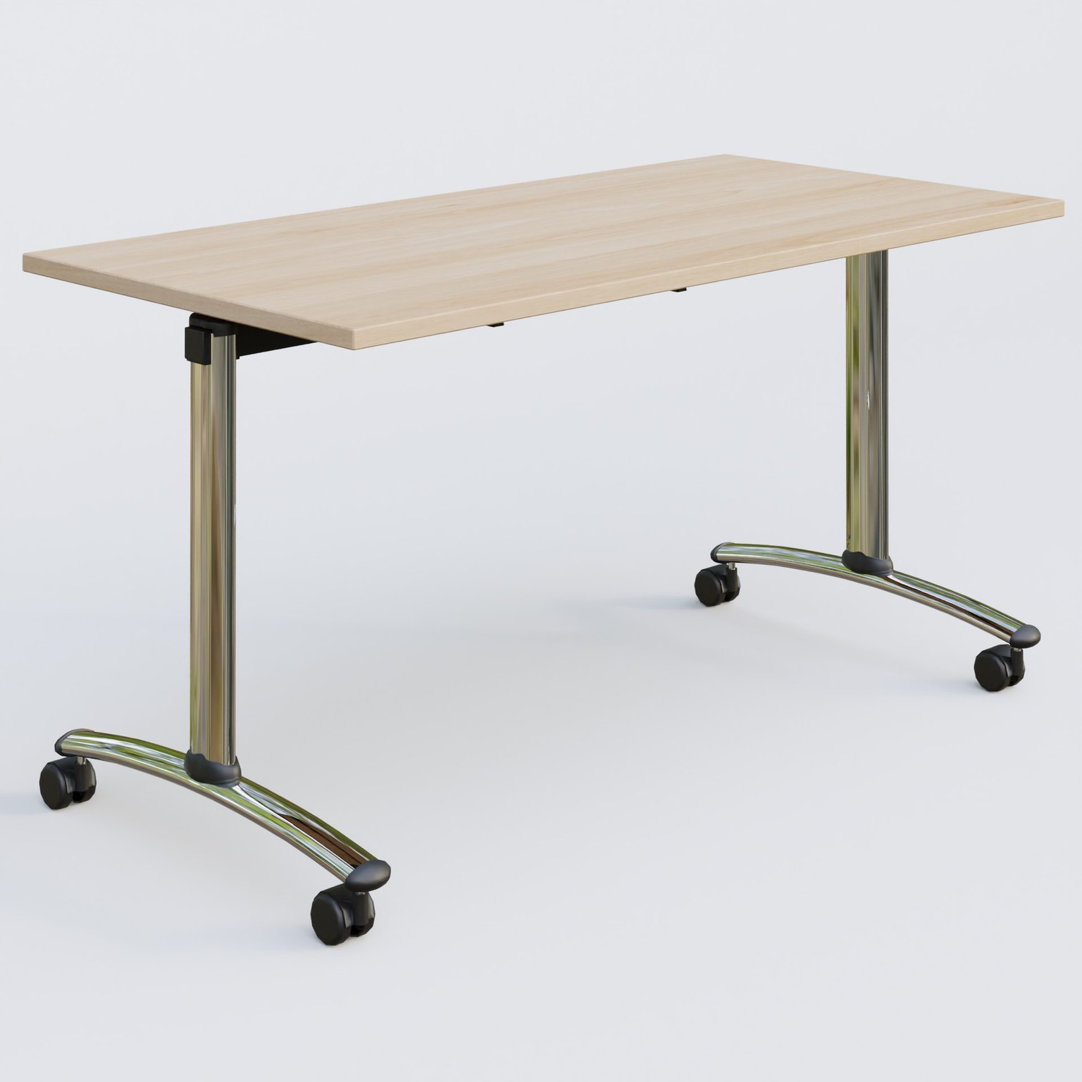 Table abattante gamme Arca 140-70 cm. Plateau Hêtre et pietement Chrome.