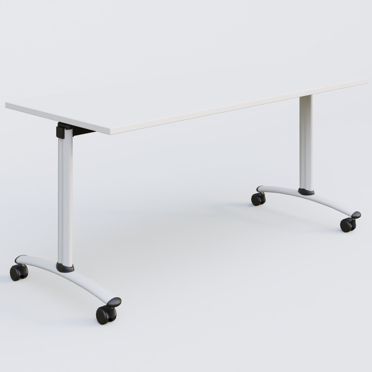 Table abattante gamme Arca 160-70 cm. Plateau Blanc et pietement Blanc.