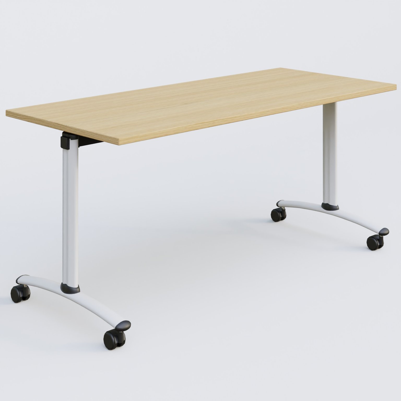 Table abattante gamme Arca 160-70 cm. Plateau Chêne clair et pietement Blanc.