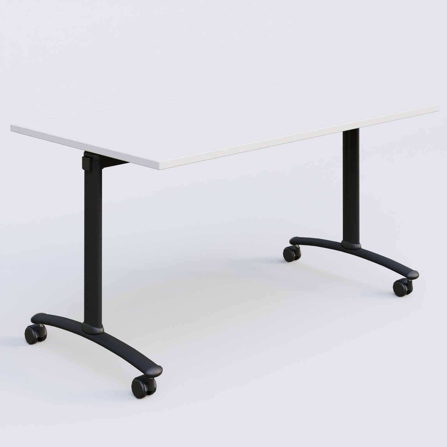 Table abattante gamme Arca 140-80 cm. Plateau Blanc et pietement Noir.