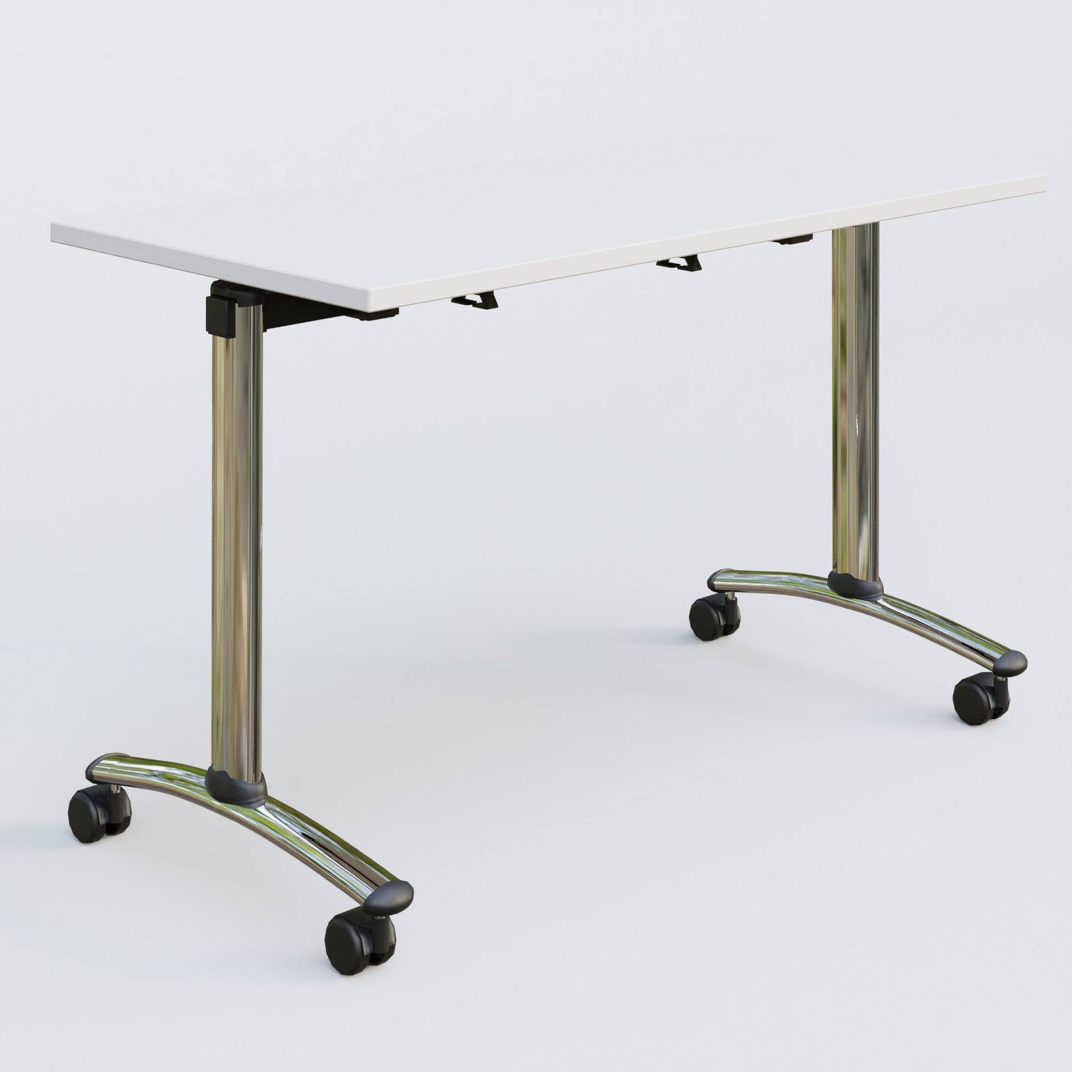 Table abattante gamme Arca 120-60 cm. Plateau Blanc et pietement Chrome.