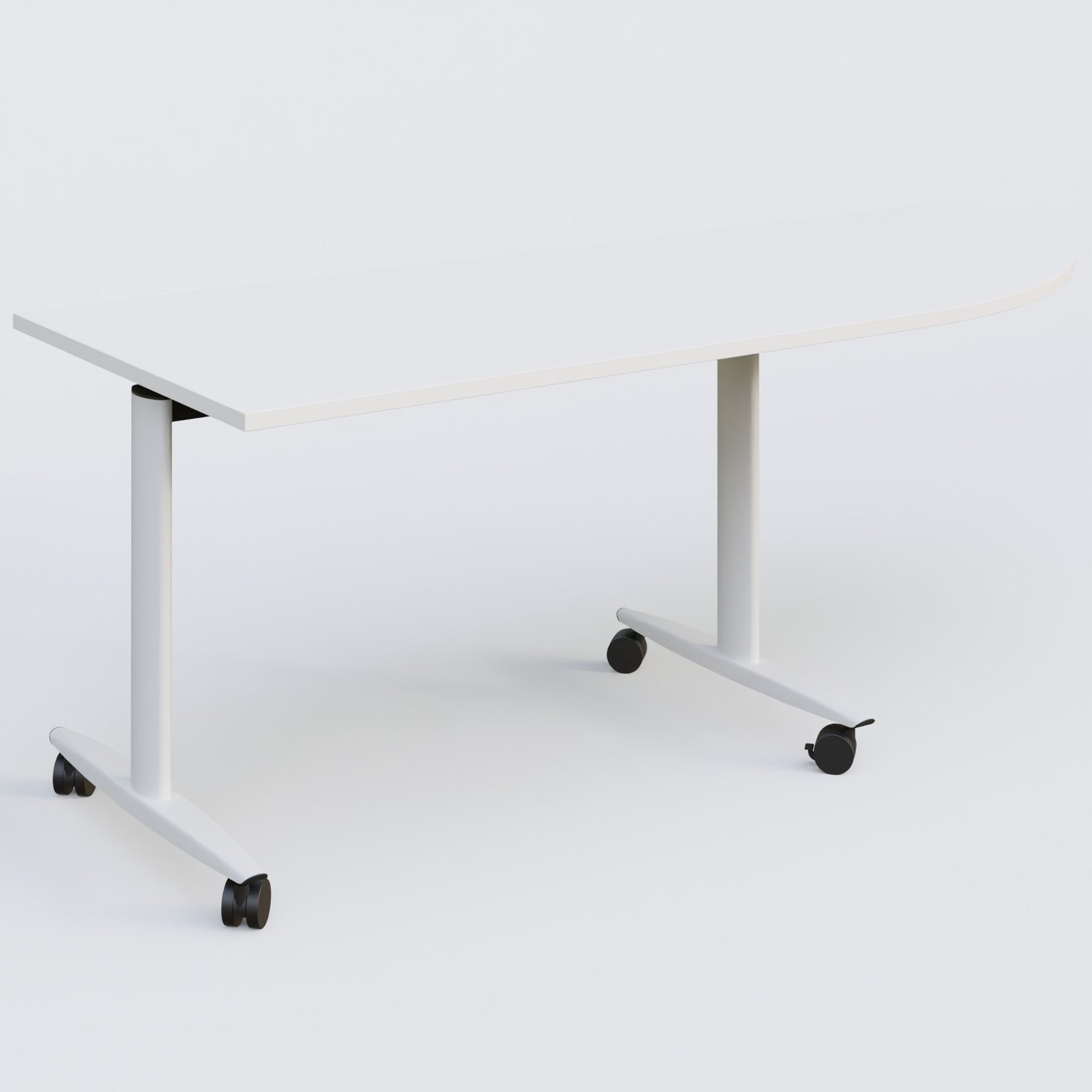 Module d'angle 90° pour table abattante gamme Design 200-80 cm à droite. Plateau Blanc et pietement Blanc.
