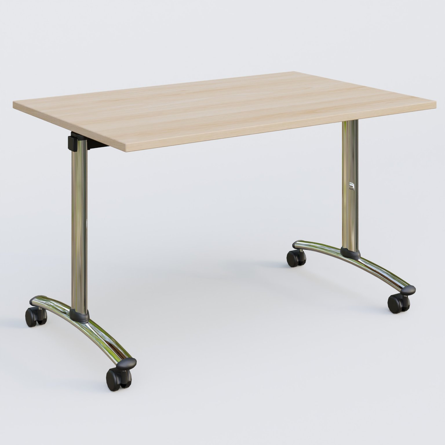 Table abattante gamme Arca 120-80 cm. Plateau Hêtre et pietement Chrome.