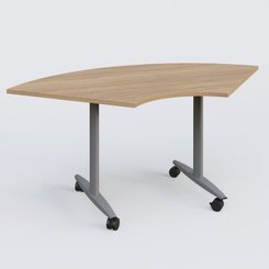 [Pas de famille] - [Pas de sous famille] - Module 1/4 de couronne pour table abattante gamme Design 120*120 cm. Plateau Noyer et pietement Aluminium.