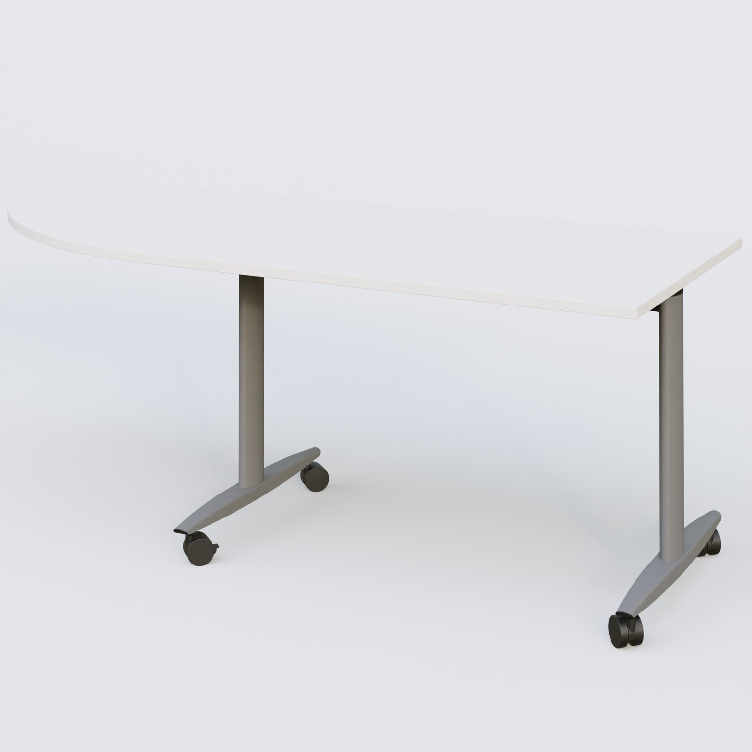 Module d'angle 90° pour table abattante gamme Design 200-80 cm à gauche. Plateau Blanc et pietement Aluminium.