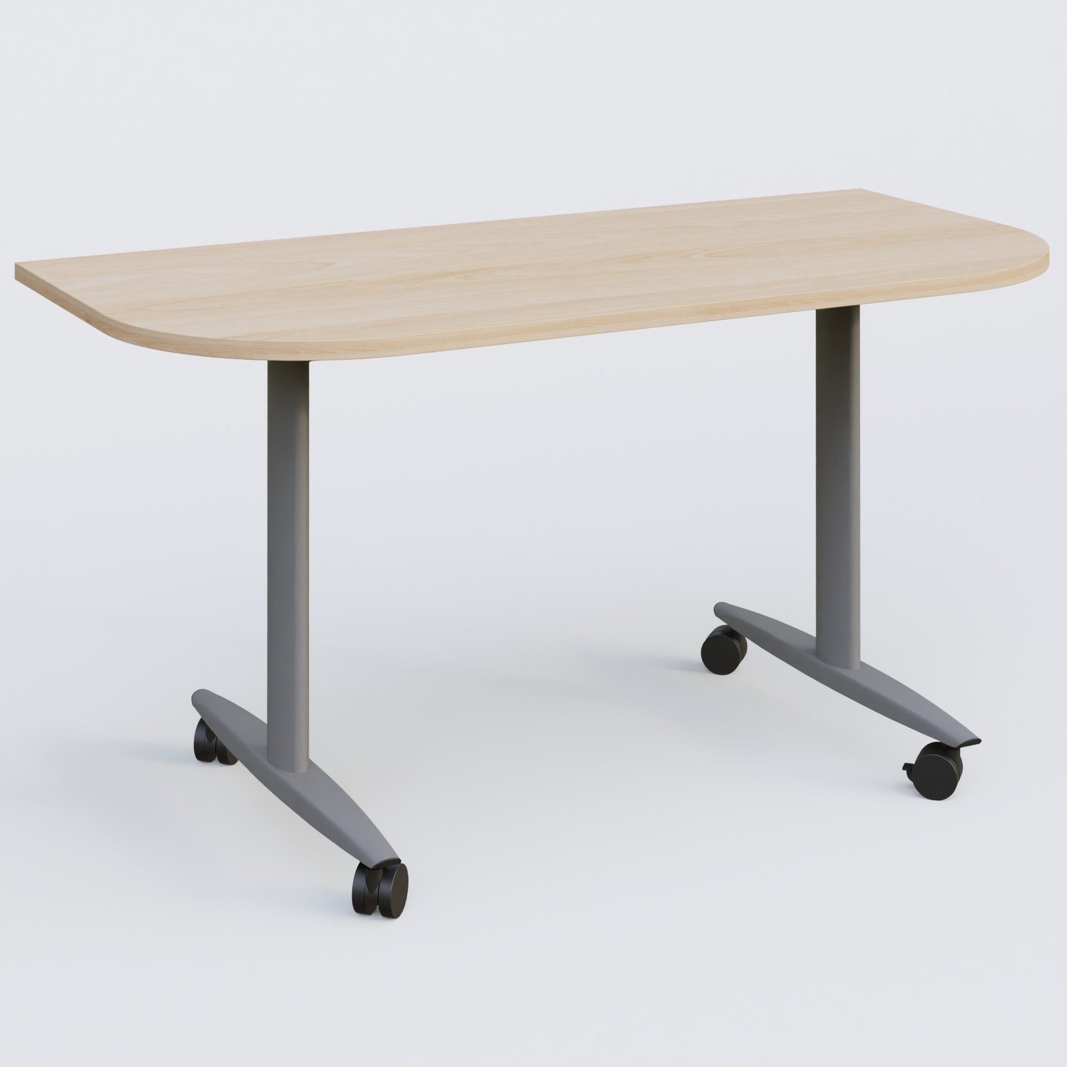 Module d'extrémité pour table abattante gamme Design 145*70 cm. Plateau Hêtre et pietement Aluminium.