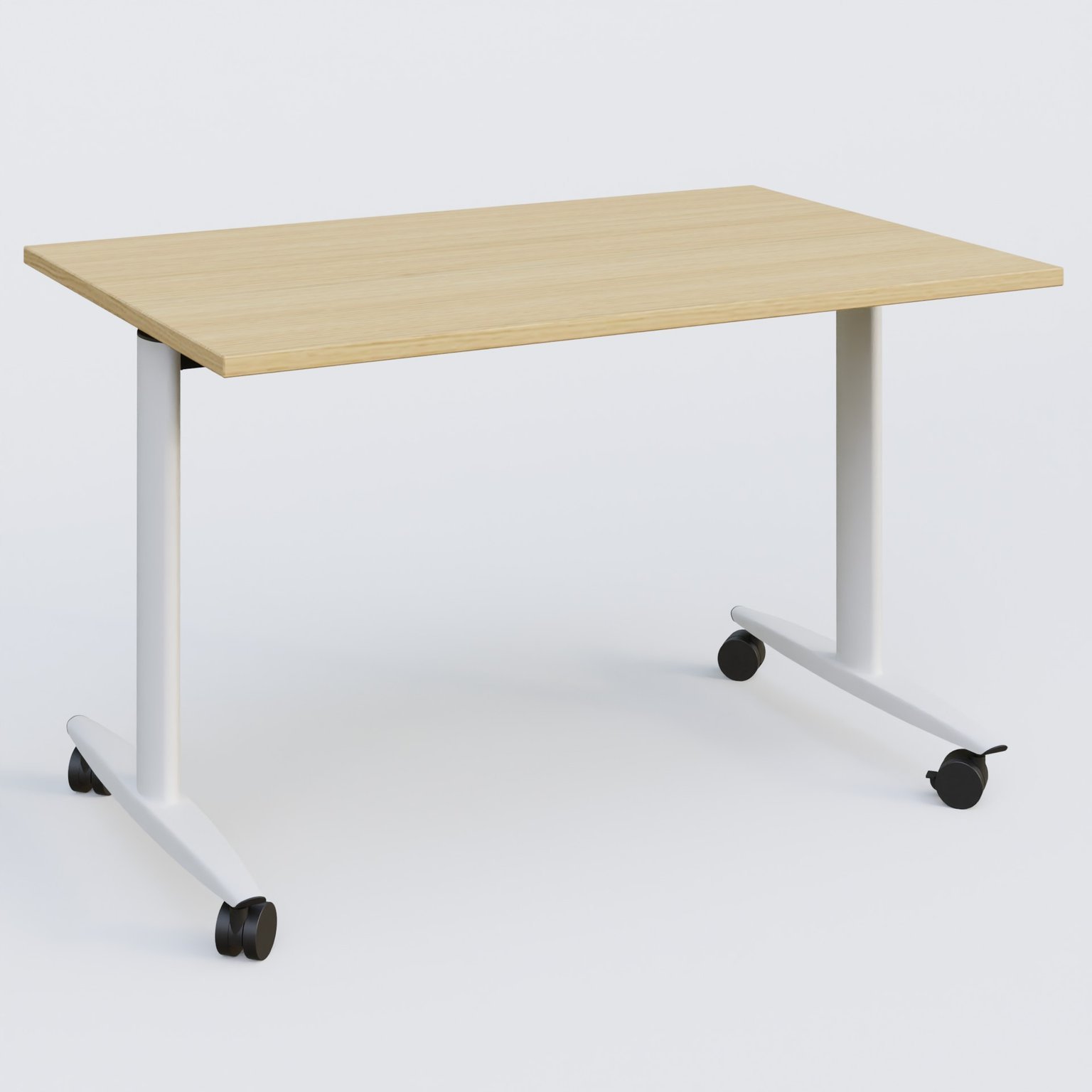 Table abattante gamme Design 120*80 cm. Plateau Chêne clair et pietement Blanc.