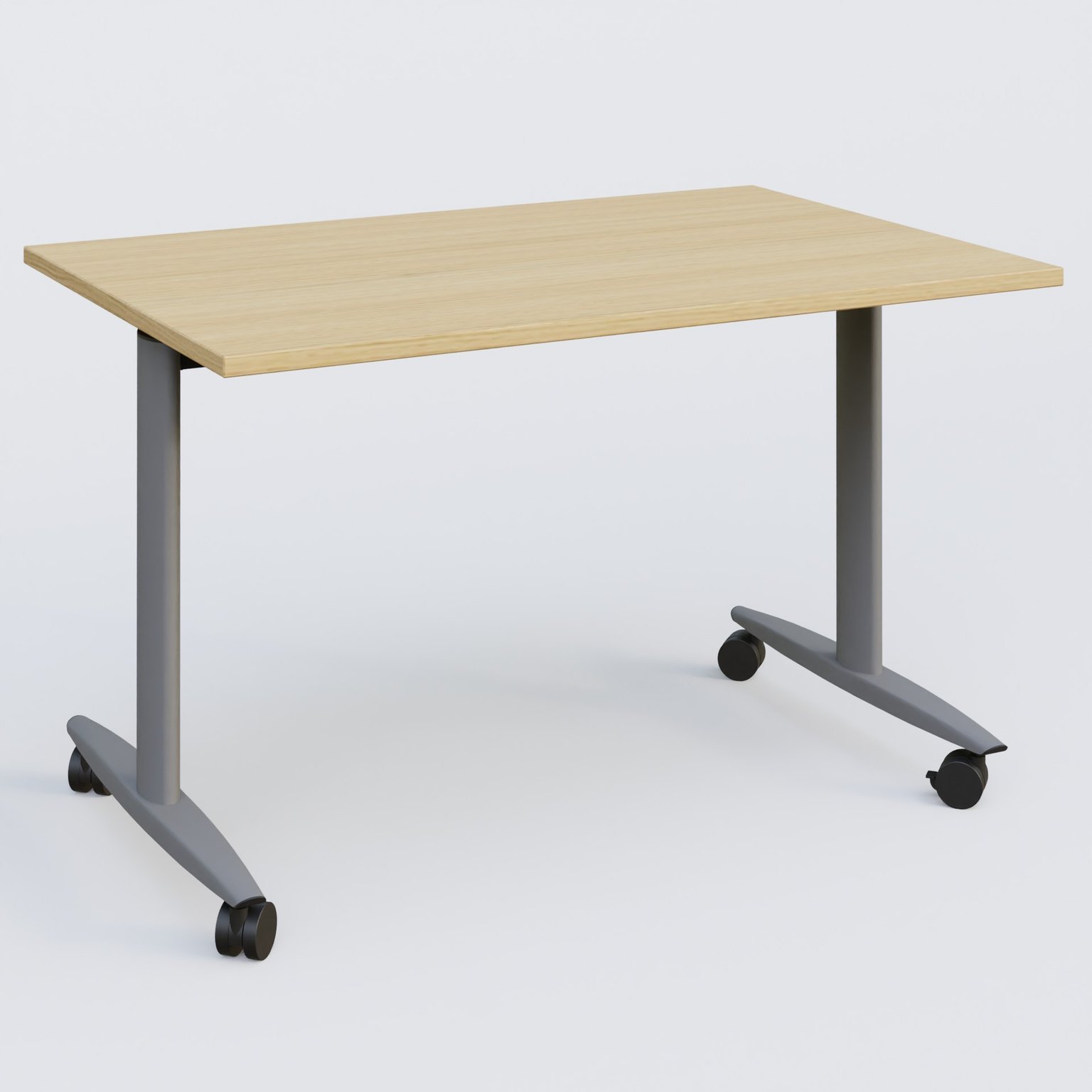 Table abattante gamme Design 120*80 cm. Plateau Chêne clair et pietement Aluminium.