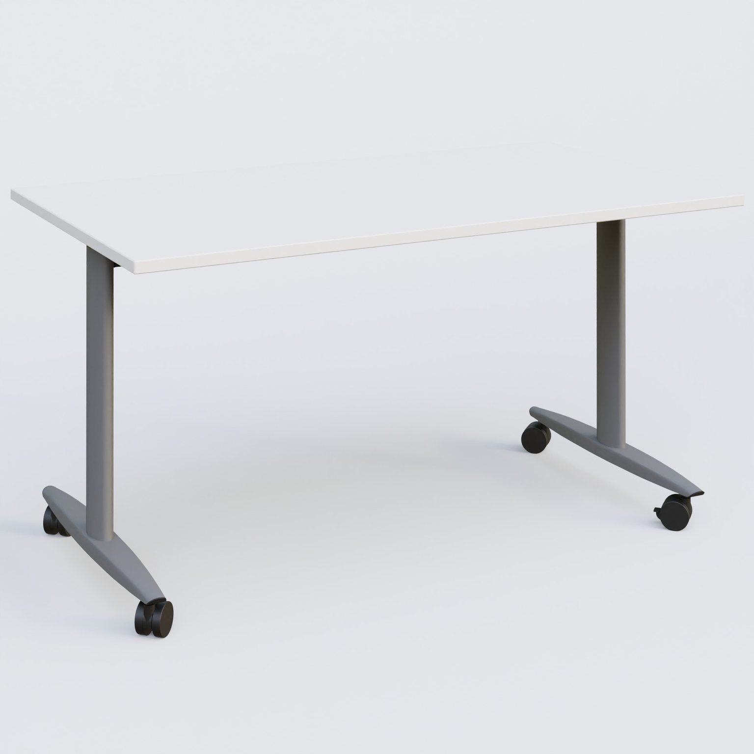 Table abattante gamme Design 140*80 cm. Plateau Blanc et pietement Aluminium.
