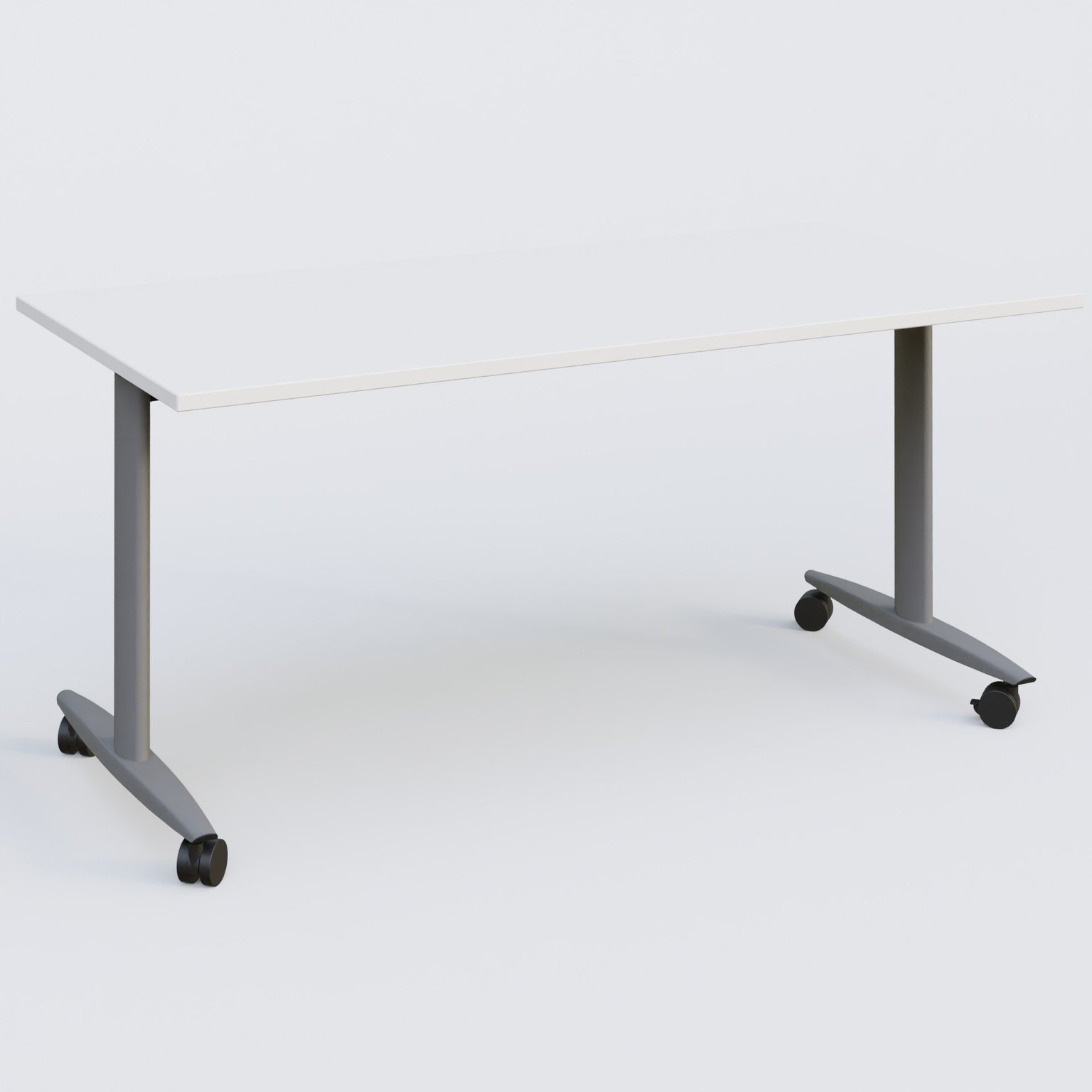 Table abattante gamme Design 160*80 cm. Plateau Blanc et pietement Aluminium.