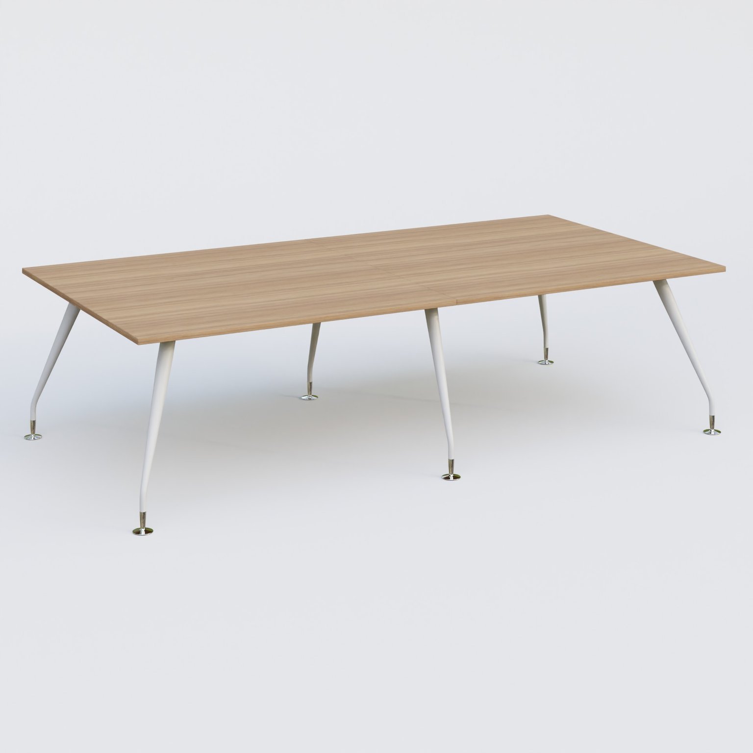 K5 table bench 280*145 cm. Plateau Noyer et pietement Blanc avec base chromé.