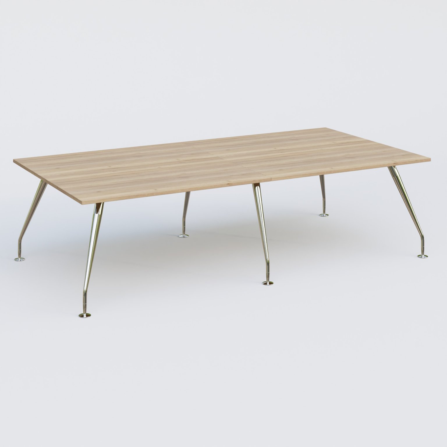 K5 table bench 280*145 cm. Plateau Chêne naturel et pietement Chrome avec base chromé.