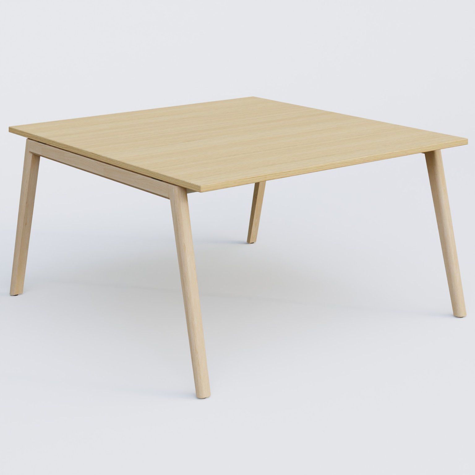 Bureau K9 piètement incliné en bois et plateau 140*145 cm. Plateau Chêne clair et pietement bois massif de hêtre.