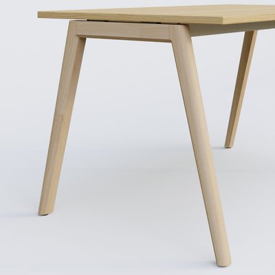 [Pas de famille] - [Pas de sous famille] - Bureau K9 piètement incliné en bois et plateau 80*80 cm. Plateau Chêne clair et pietement bois massif de hêtre.