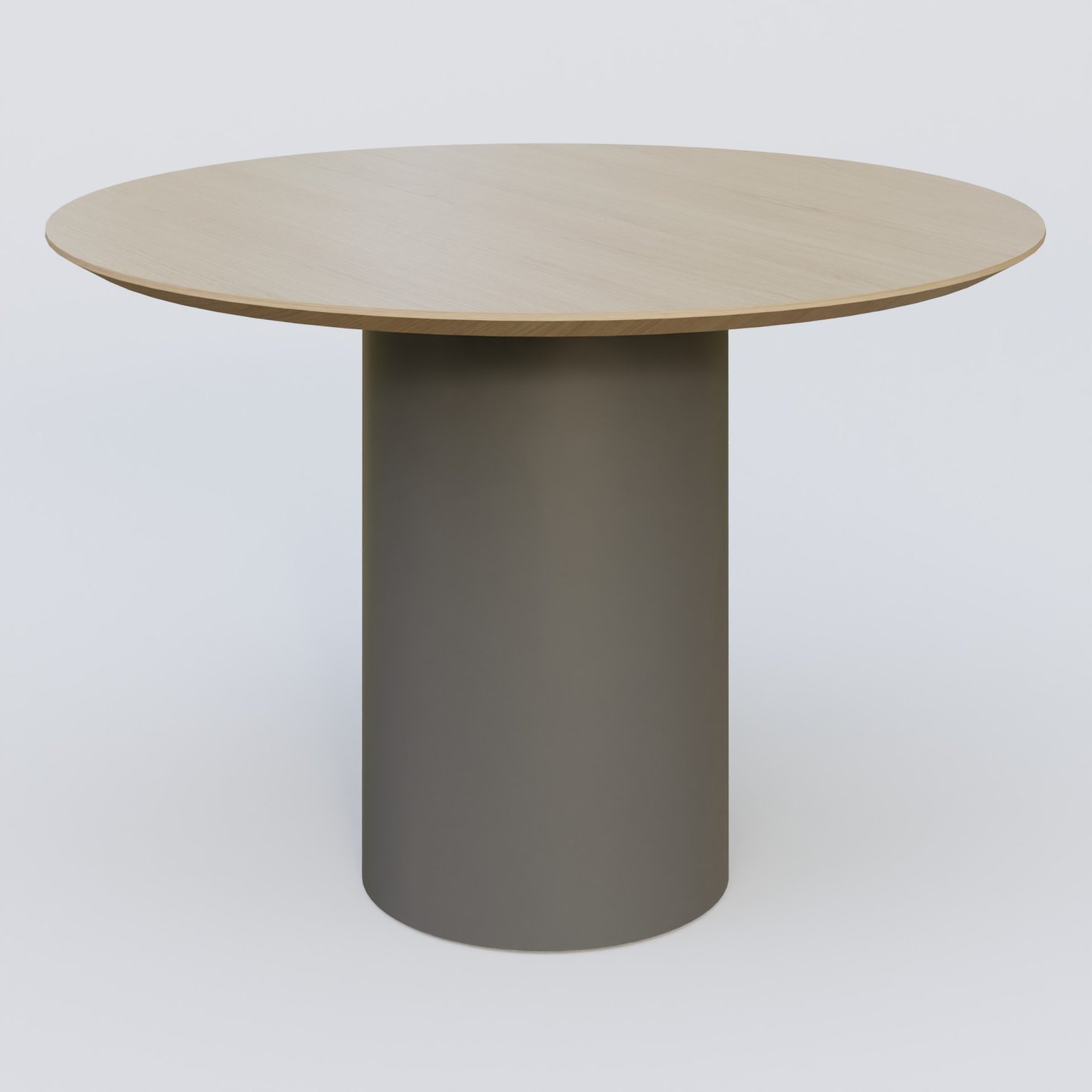 Table Basse Fashion Styl piètement colonne en métal D-26cm et plateau bois. Plateau Chêne et pietement Carbon Grey.