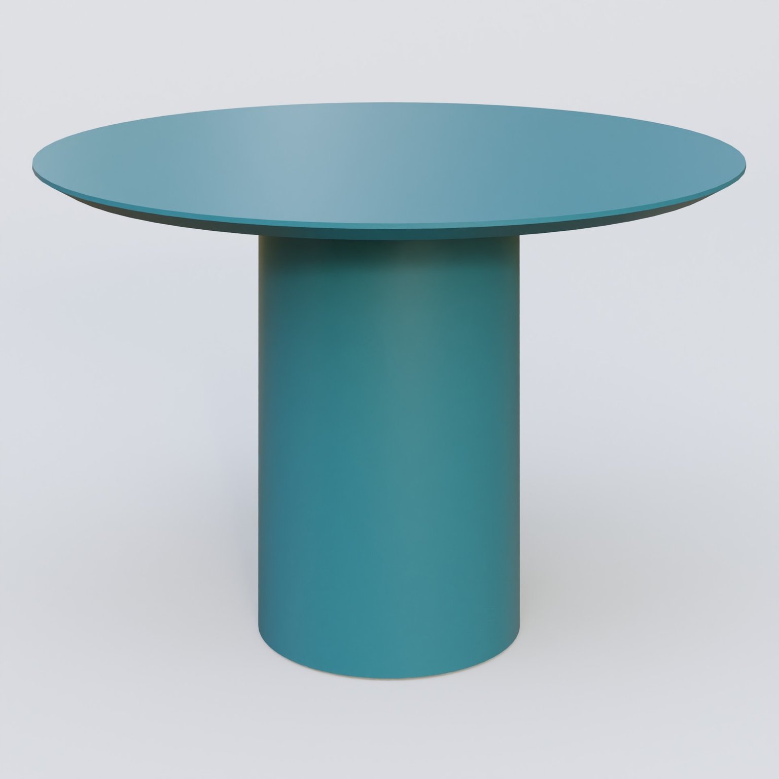 Table Basse Fashion Styl piètement colonne en métal D-26cm et plateau bois. Plateau Bleu Petrole (RAL 5025) et pietement Bleu Petrole (RAL 5025).