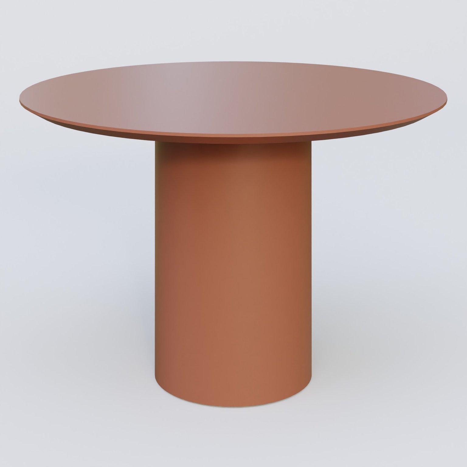Table Basse Fashion Styl piètement colonne en métal D-26cm et plateau bois. Plateau Brun cuivré (RAL 8004) et pietement Brun cuivré (RAL 8004).