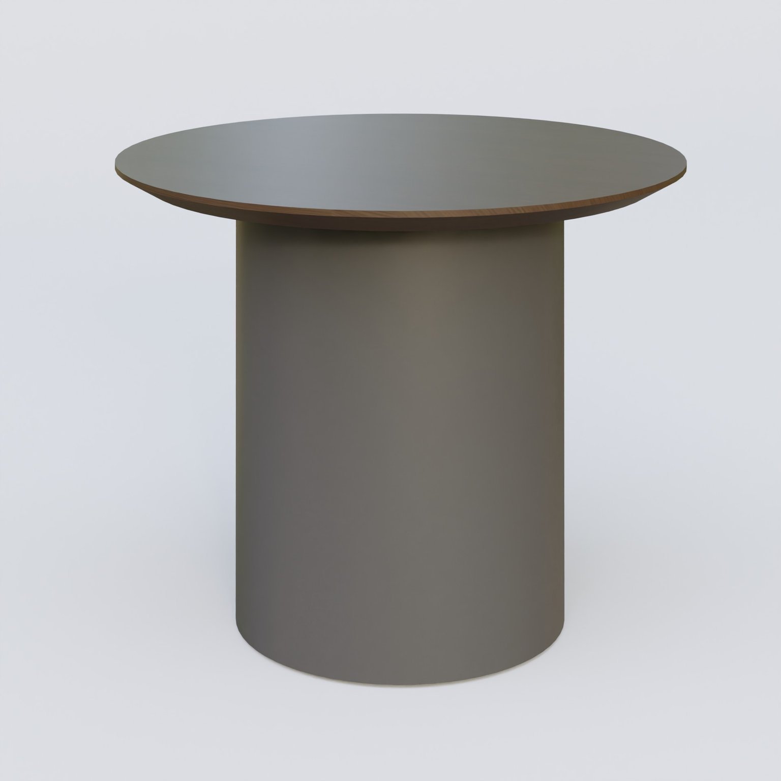 Table Basse Fashion Styl piètement colonne en métal D-26cm et plateau bois. Plateau Chêne Moka et pietement Carbon Grey.