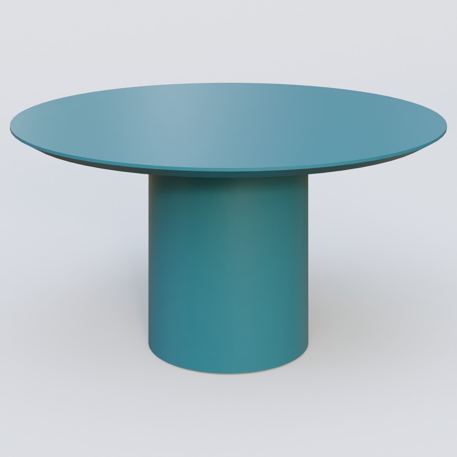 Table Basse Fashion Styl piètement colonne en métal D-26cm et plateau bois. Plateau Bleu Petrole (RAL 5025) et pietement Bleu Petrole (RAL 5025).