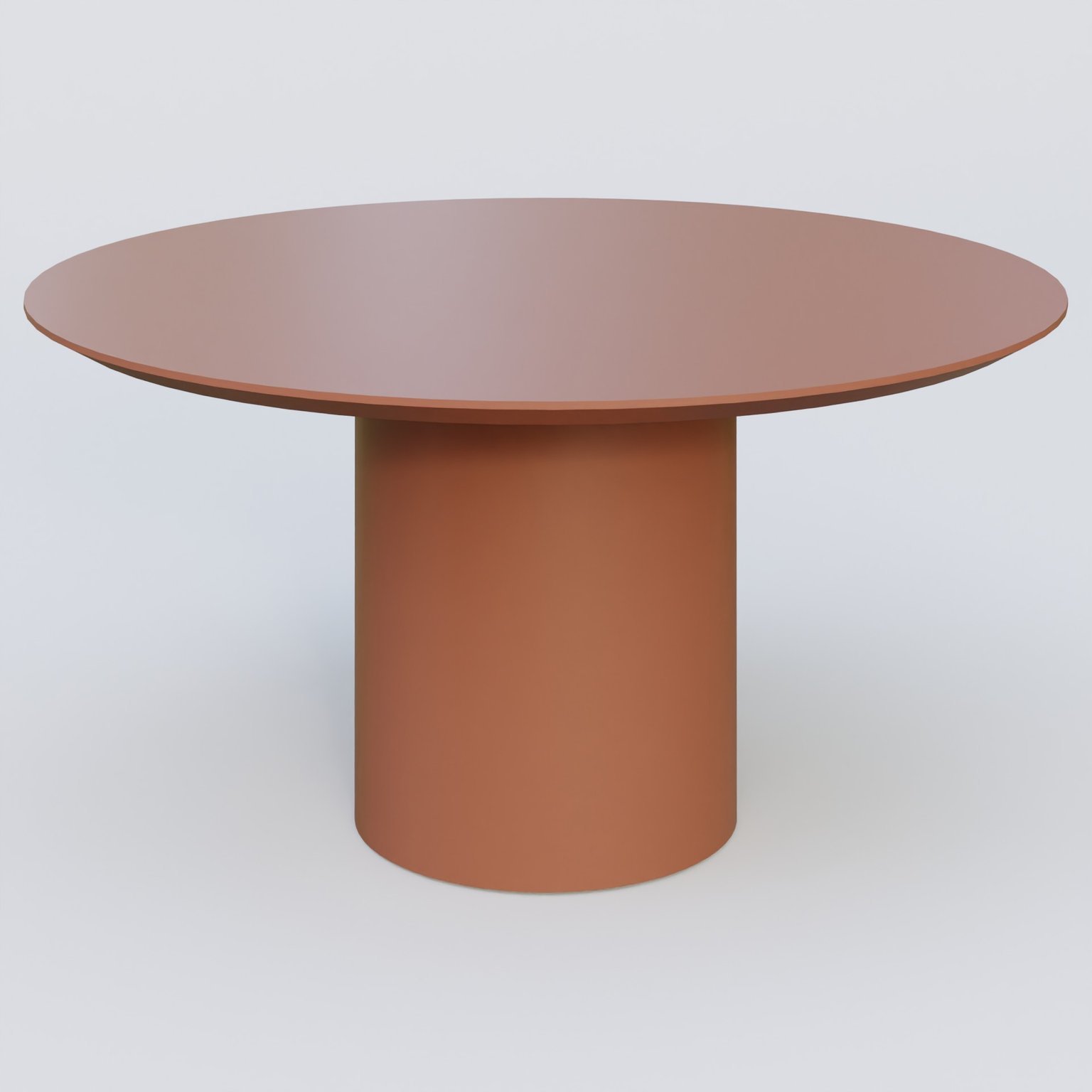 Table Basse Fashion Styl piètement colonne en métal D-26cm et plateau bois. Plateau Brun cuivré (RAL 8004) et pietement Brun cuivré (RAL 8004).