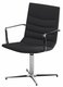 Fauteuil dossier moyen STRATUS. retour point fixe. piétement fixe 4 branches sur patins en aluminium poli