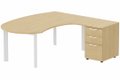 K7- Plan compact 90° asymétrique Manager 190x183x104/60cm avec caisson HB bois 3 tiroirs - retour à droite