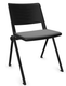 LEO Chaise 4 pieds. assise et dossier en polypropylène coloris noir. piétement époxy coloris aluminium