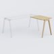Extensions retour sur pied pour bureau K9 piètement incliné en bois et plateau 80*60 cm. Plateau Chêne clair et pietement bois massif de hêtre.