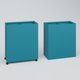 Poubelle 2 Modules HT 75 cm Larg. 60 cm Prof. 30 cm avec roulettes . Coffre Turquoise