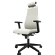 SO PRETTY - Fauteuil manager + têtière + accotoirs. Mécanisme synchrone décalé avec translation d'assise. Tissus Cuir Pleine Fleur Gris clair SQM SQM