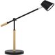 WOODY1 Lampe de bureau LED avec interrupteur sur socle 3 niveaux d'intensité lumineuse, port USB 5V, noir/hêtre