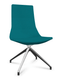 KI chaise de conférence haut dossier. piétement 4 branches en aluminium poli. revêtement tissu STEP coloris turquoise