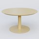Table Basse Fashion Styl piètement colonne en métal et plateau bois. Plateau Jaune Cuivre (RAL 1002) et pietement Jaune Cuivre (RAL 1002).